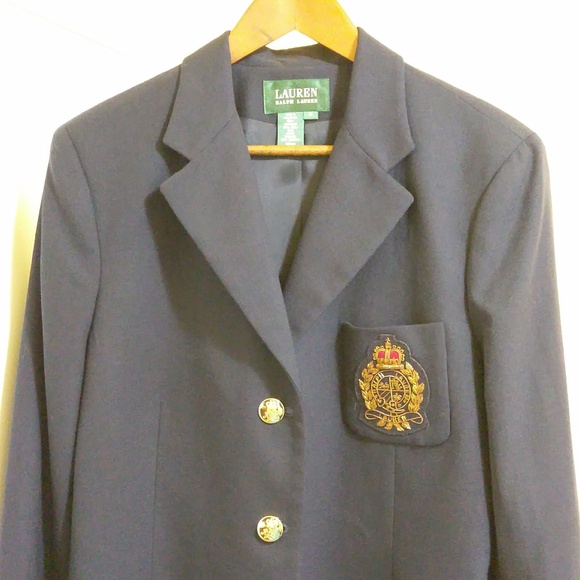 Ralph Lauren Crested Navy Blue Wool Blazer - NWT - Sz 16 - Picture 2 of 8